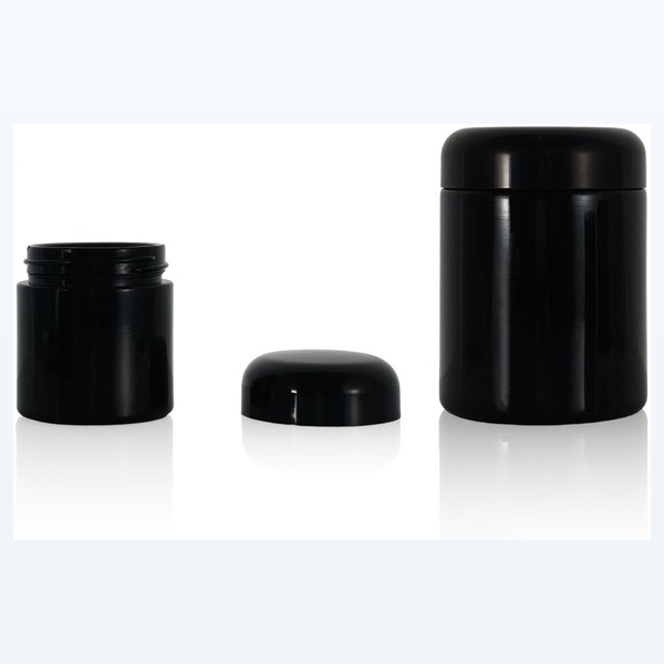 black glass child-resistant jar uv protection herb container — wholesale glass packaging from Eaglebottle China factory