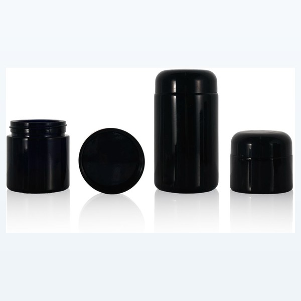 black glass child-resistant jar uv protection herb container — wholesale glass packaging from Eaglebottle China factory