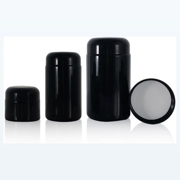 black glass child-resistant jar matte black airtight storage, bulk — wholesale glass packaging from Eaglebottle China factory