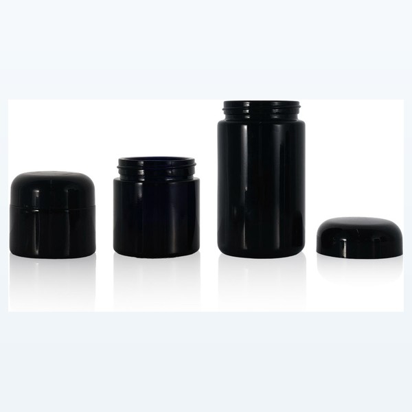 black glass child-resistant jar light-blocking flower container — wholesale glass packaging from Eaglebottle China factory