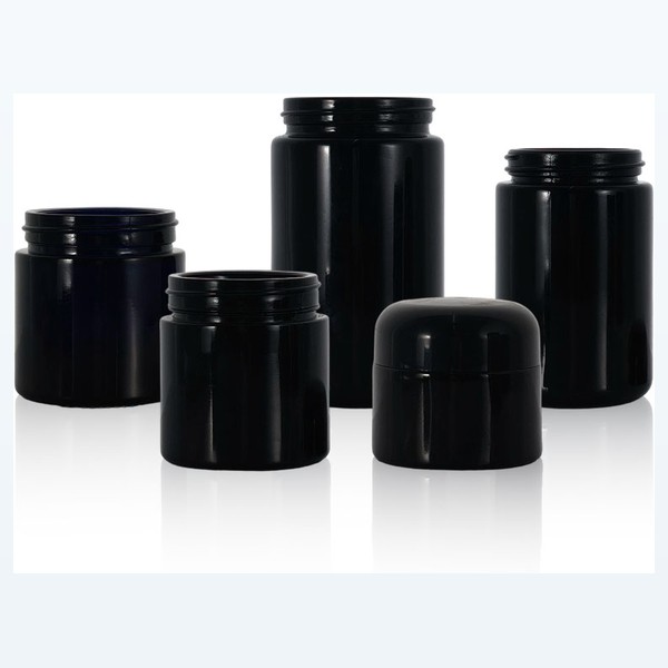 black glass child-resistant jar uv-blocking opaque storage — wholesale glass packaging from Eaglebottle China factory