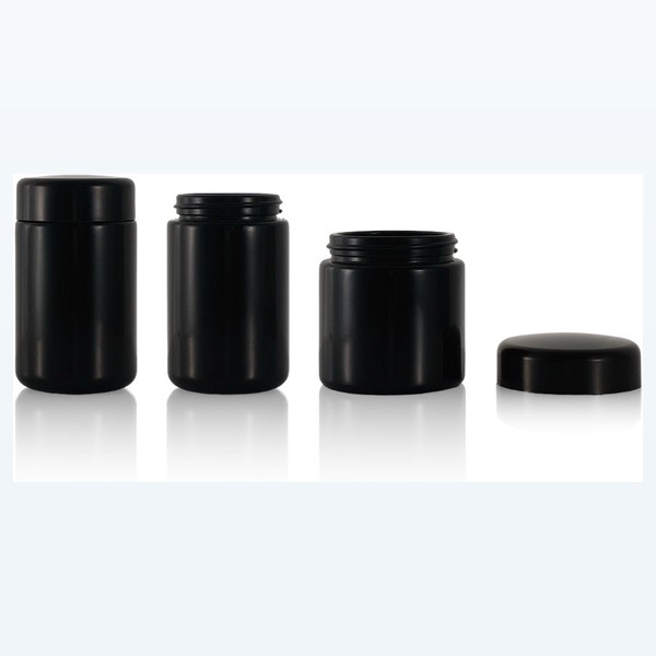 black glass child-resistant jar uv protection herb container — wholesale glass packaging from Eaglebottle China factory