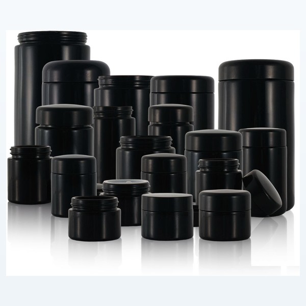 black glass child-resistant jar matte black airtight storage, bulk — wholesale glass packaging from Eaglebottle China factory