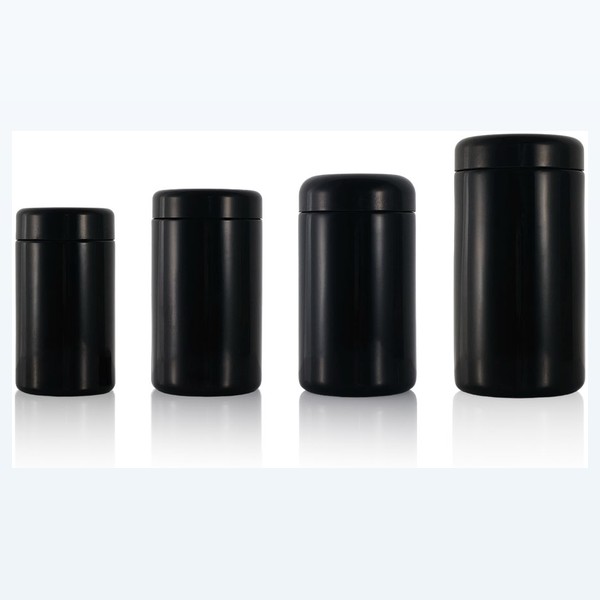 black glass child-resistant jar opaque black stash jar, wholesale — wholesale glass packaging from Eaglebottle China factory