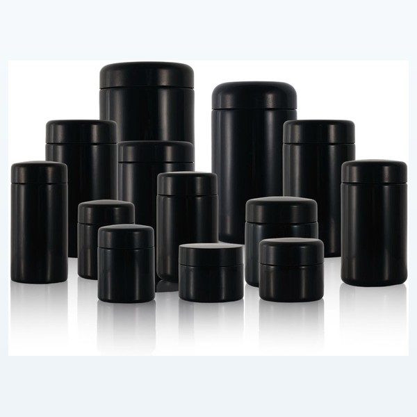 black glass child-resistant jar uv protection herb container — wholesale glass packaging from Eaglebottle China factory