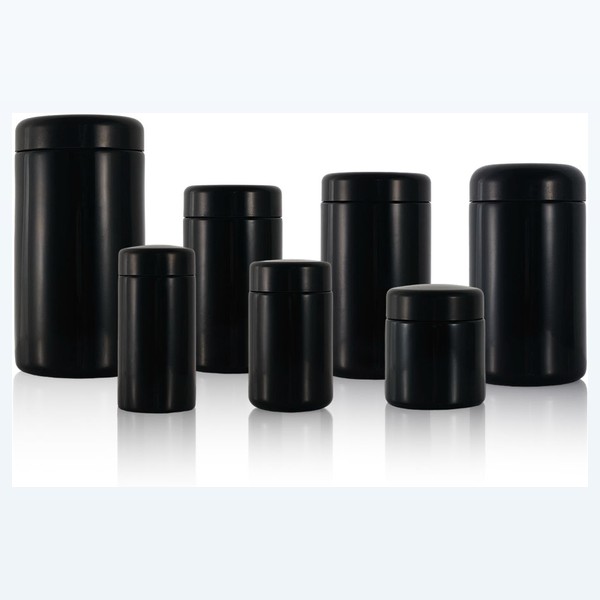 black glass child-resistant jar matte black airtight storage, bulk — wholesale glass packaging from Eaglebottle China factory