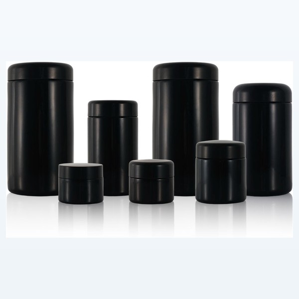 black glass child-resistant jar light-blocking flower container — wholesale glass packaging from Eaglebottle China factory
