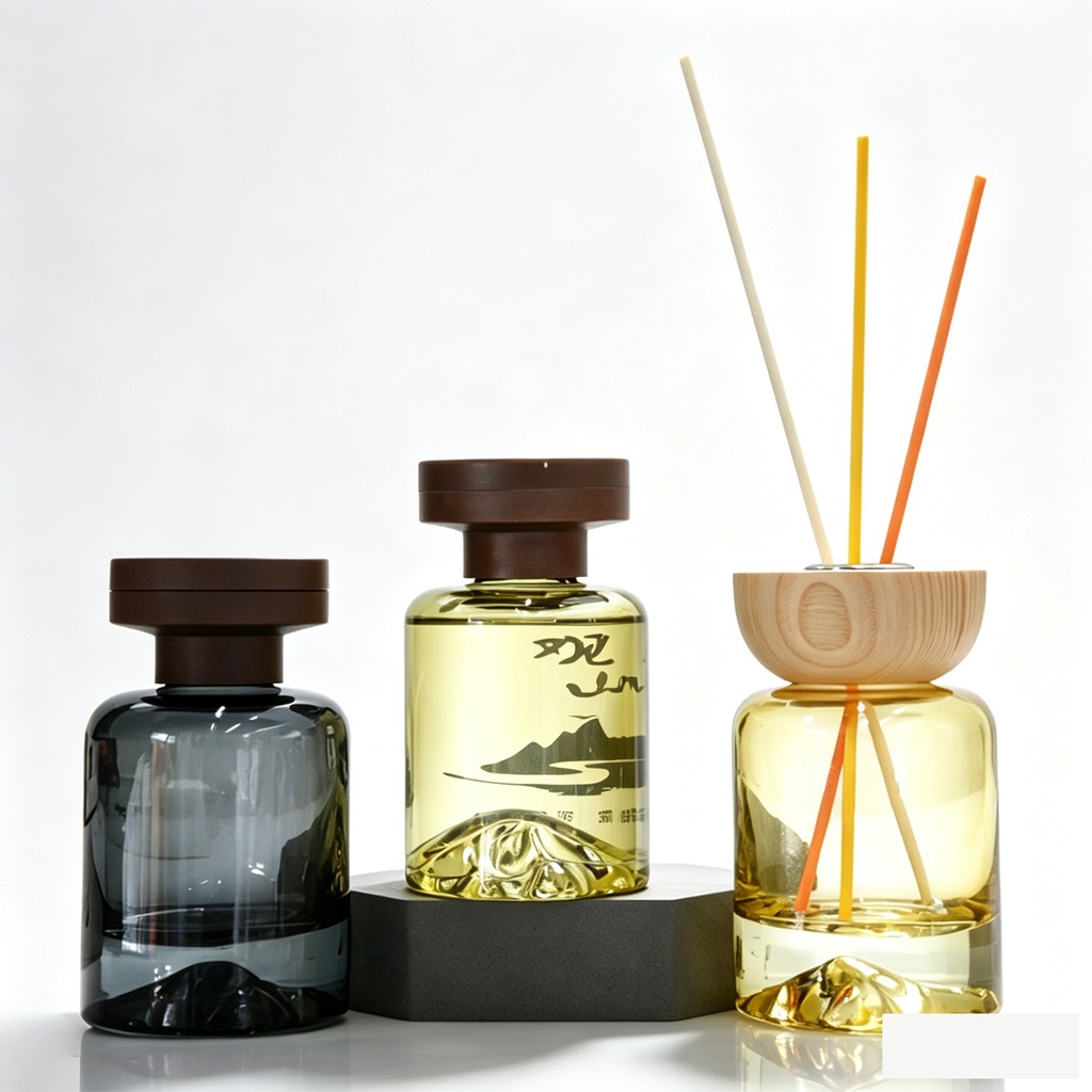 Glass reed diffuser bottles mit natural rattan sticks