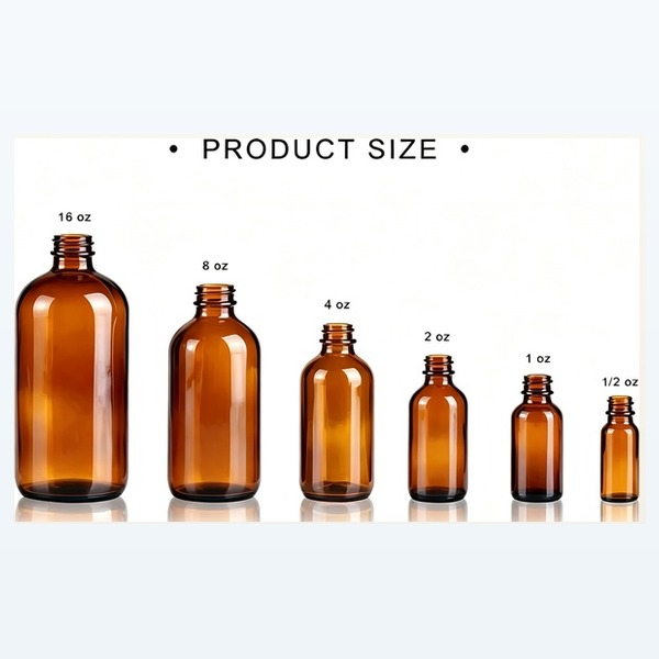 <bdi>1/2 oz</bdi> – <bdi>16 oz</bdi> amber round glass قطارة bottle لـ tinctures & essential oils — wholesale glass packaging from Eaglebottle China factory
