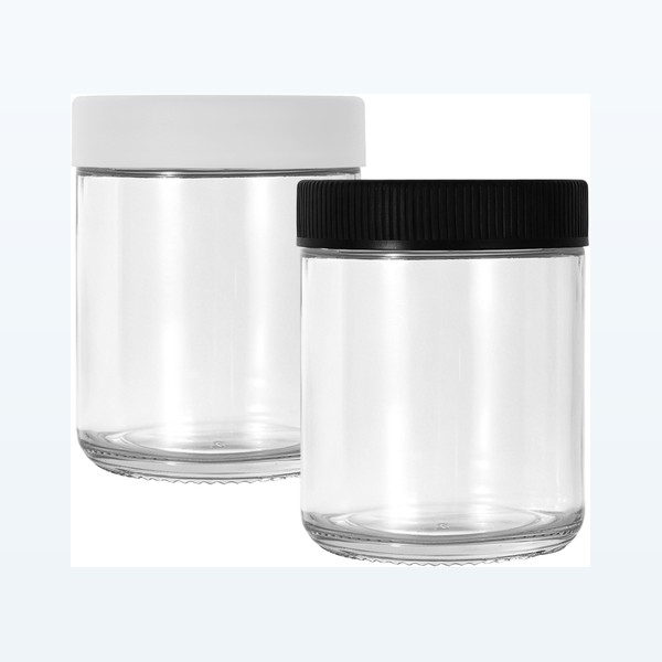 <bdi>8 oz</bdi> / <bdi>240ml</bdi> child-resistant glass flower jar wide-mouth flower storage jar — wholesale glass packaging from Eaglebottle China factory