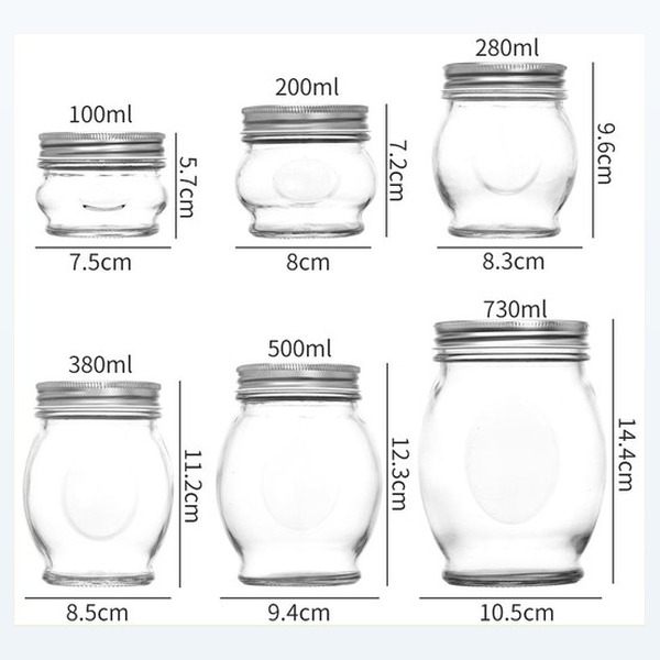 <bdi>100/200/280ml</bdi> round glass food jar airtight food storage مع lid — wholesale glass packaging from Eaglebottle China factory