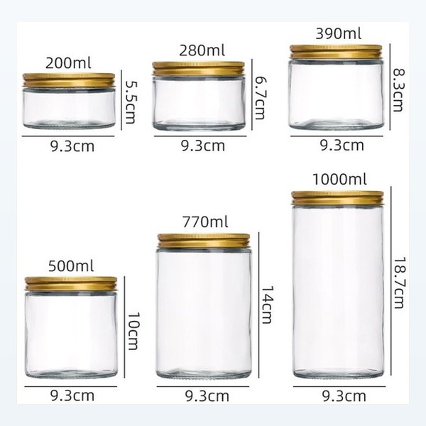 <bdi>200/280/390/500/770/1000ml</bdi> wide-mouth round glass food jar jam & sauce jar مع twist lid — wholesale glass packaging from Eaglebottle China factory
