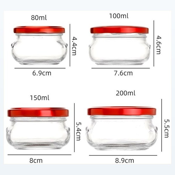 <bdi>80/100/150/200ml</bdi> round glass food jar airtight food storage مع lid — wholesale glass packaging from Eaglebottle China factory