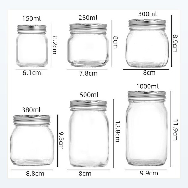 <bdi>150/250/300/380/500/1000ml</bdi> glass food jar airtight food storage مع lid — wholesale glass packaging from Eaglebottle China factory