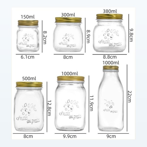 <bdi>150/300/380/500/1000ml</bdi> glass food jar canning & preserving jar — wholesale glass packaging from Eaglebottle China factory