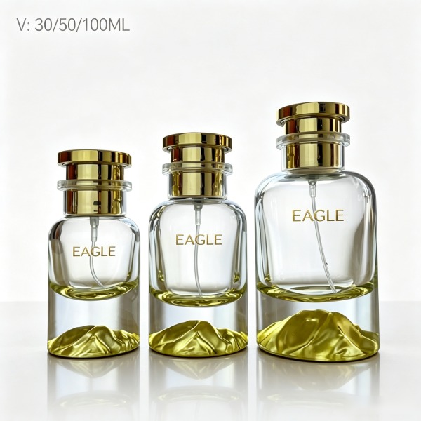 30 + <bdi>50 ml</bdi> round amber glass perfume bottle مع mist sprayer & collar — wholesale glass packaging from Eaglebottle China factory