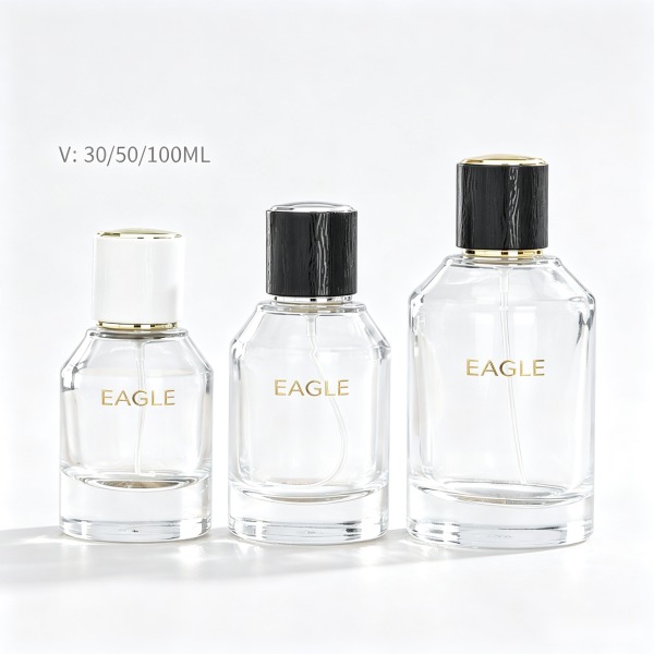 <bdi>50 ml</bdi> rectangular tinted smoke glass perfume bottle atomizer bottle مع decorative cap — wholesale glass packaging from Eaglebottle China factory