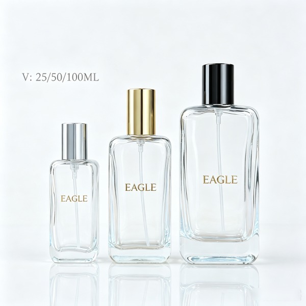<bdi>75 ml</bdi> square amber glass perfume bottle مع fine-mist atomizer — wholesale glass packaging from Eaglebottle China factory