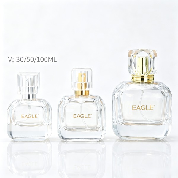 <bdi>50 ml</bdi> rectangular amber glass perfume bottle مع fine-mist atomizer — wholesale glass packaging from Eaglebottle China factory