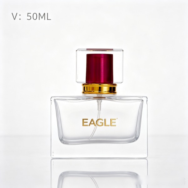 <bdi>75 ml</bdi> square clear glass perfume bottle مع mist sprayer & collar — wholesale glass packaging from Eaglebottle China factory