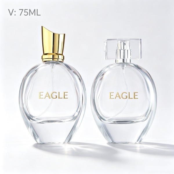 <bdi>25 ml</bdi> tall slim blue glass perfume bottle atomizer bottle مع decorative cap — wholesale glass packaging from Eaglebottle China factory