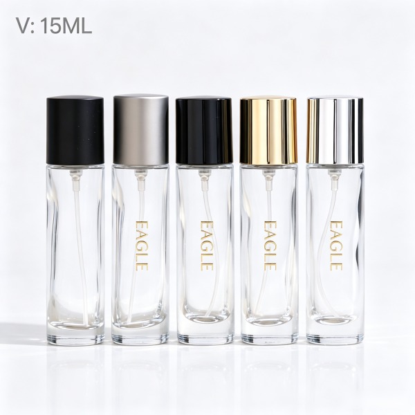 <bdi>50 ml</bdi> / <bdi>50 ml</bdi> tall slim tinted smoke glass perfume bottle atomizer bottle مع decorative cap — wholesale glass packaging from Eaglebottle China factory
