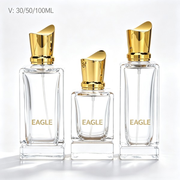 <bdi>30 ml</bdi> square amber glass perfume bottle مع fine-mist atomizer — wholesale glass packaging from Eaglebottle China factory