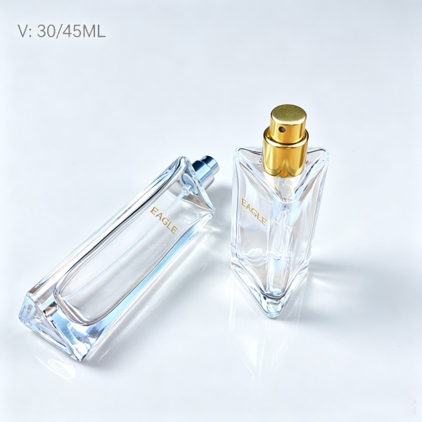 <bdi>75 ml</bdi> square tinted smoke glass perfume bottle atomizer bottle مع decorative cap — wholesale glass packaging from Eaglebottle China factory