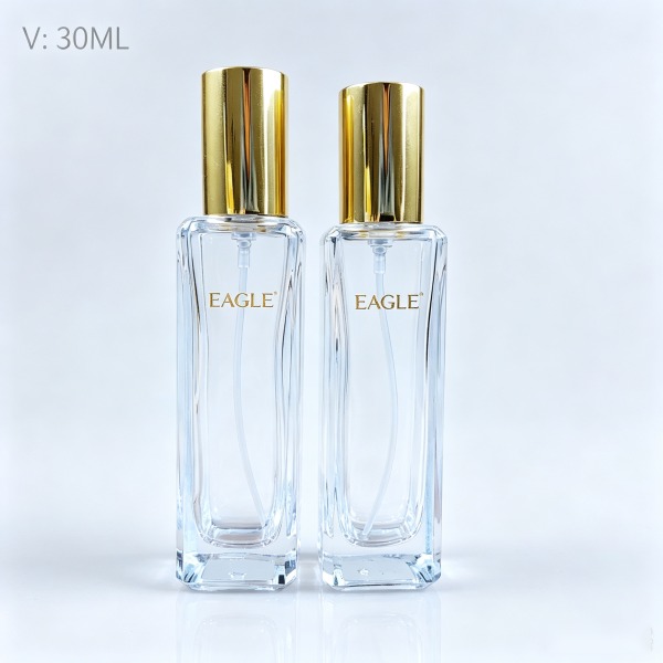 <bdi>50 ml</bdi> / <bdi>50 ml</bdi> square glass perfume bottle مع mist sprayer & collar — wholesale glass packaging from Eaglebottle China factory