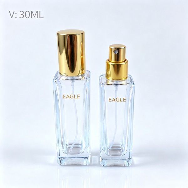 <bdi>45 ml</bdi> cylindrical frosted glass perfume bottle مع mist sprayer & collar — wholesale glass packaging from Eaglebottle China factory