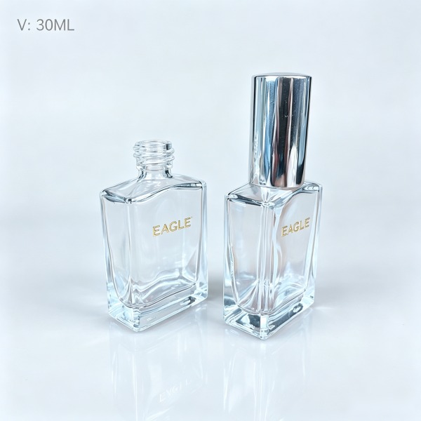 <bdi>75 ml</bdi> square gradient fade glass perfume bottle atomizer bottle مع decorative cap — wholesale glass packaging from Eaglebottle China factory