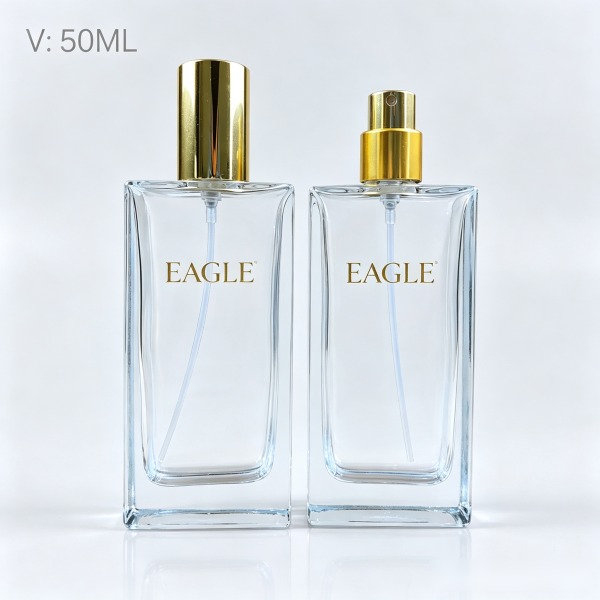 <bdi>25 ml</bdi> tall slim clear glass perfume bottle مع mist sprayer & collar — wholesale glass packaging from Eaglebottle China factory