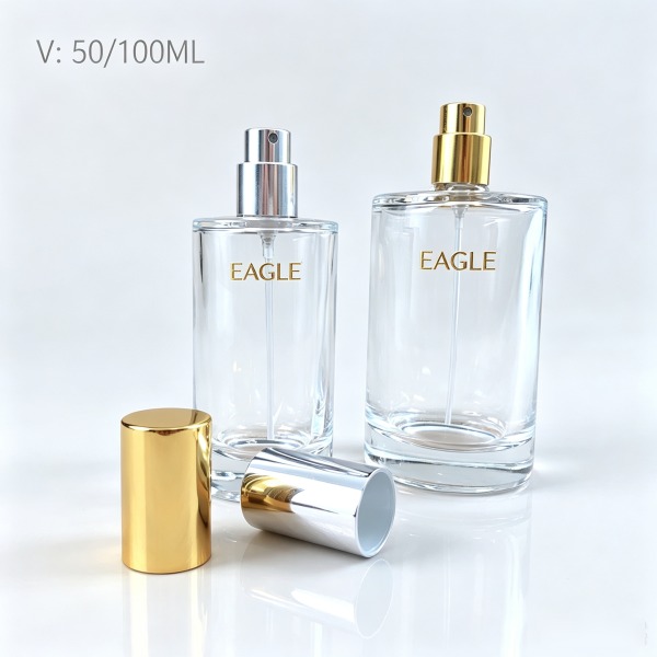 <bdi>50 ml</bdi> / <bdi>50 ml</bdi> rectangular blue glass perfume bottle مع fine-mist atomizer — wholesale glass packaging from Eaglebottle China factory