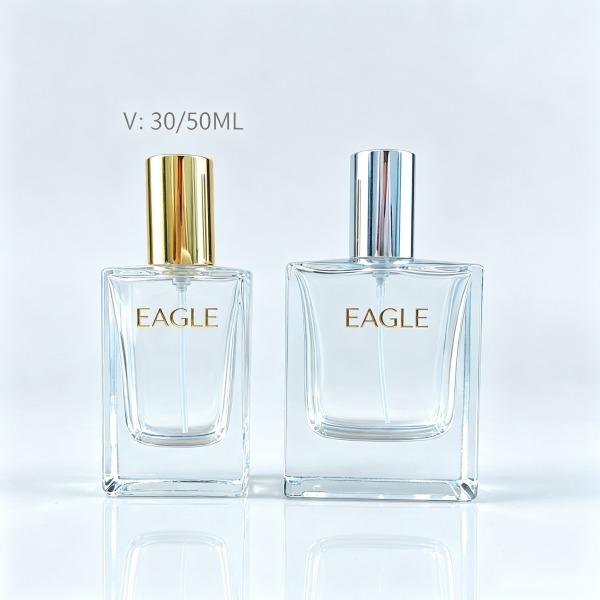 <bdi>30 ml</bdi> square clear glass perfume bottle مع fine-mist atomizer — wholesale glass packaging from Eaglebottle China factory