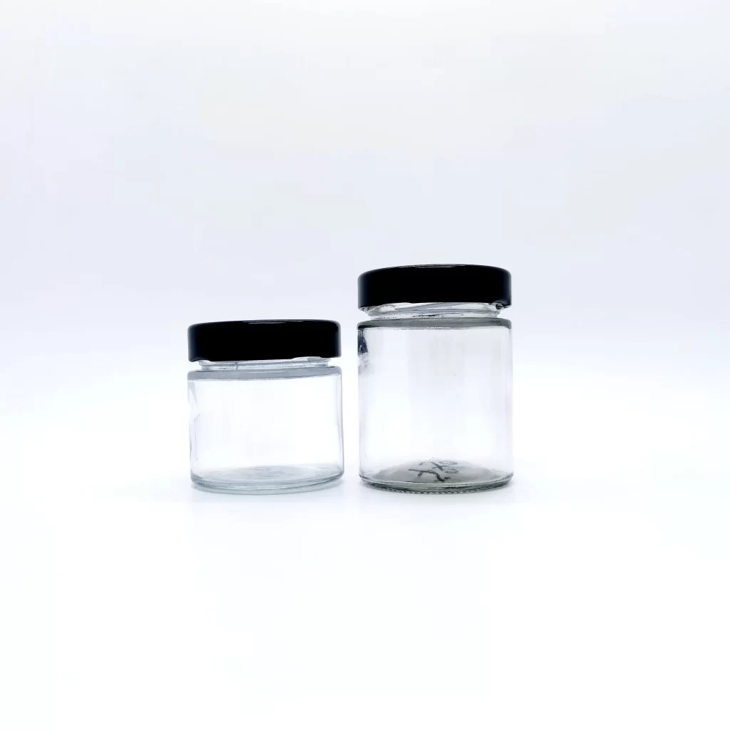Pot de vidre rodó buit d'aliments enllaunats 100ml 200ml 350ml 500ml Pot de melmelada de mel Ampolles de vidre de salsa de xili amb tapa metàl·lica profunda