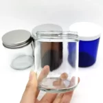 Grosir 6oz 8oz 9oz Toples Kaca Sisi Lurus Bening/Kuning/Biru dengan Tutup | botol elang