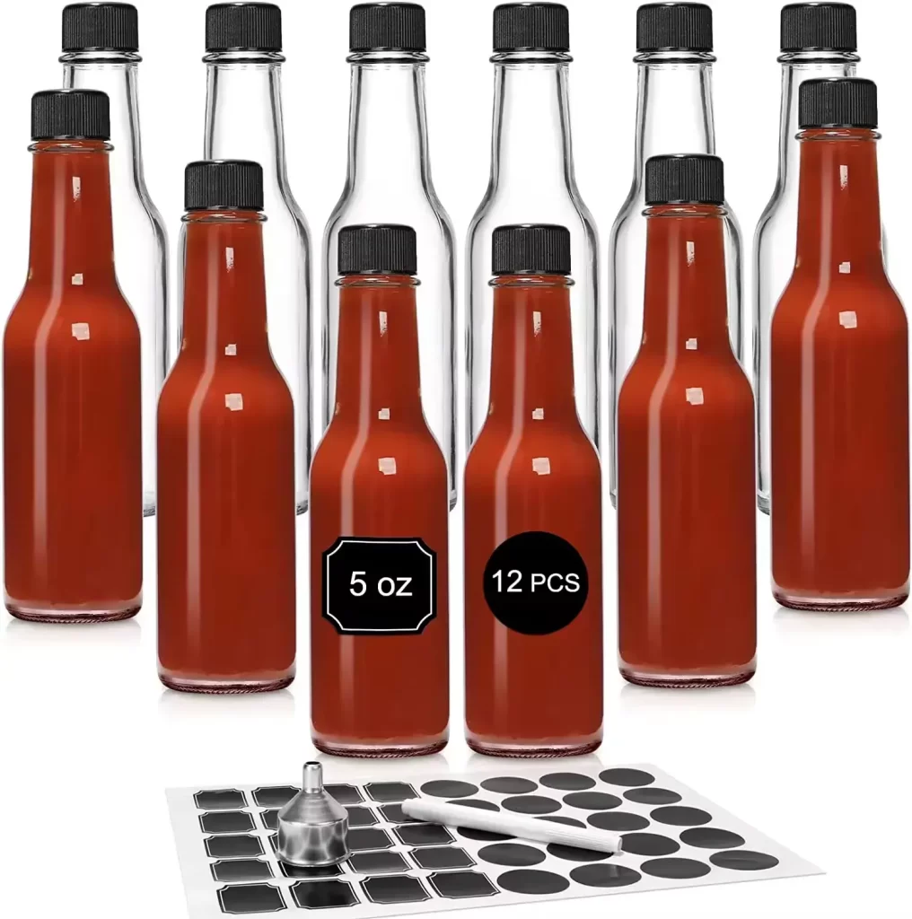 Botol Kaca Woozy Saus Panas 3oz 90ml 5oz 150ml Dapat Didaur Ulang Dengan Tutup Sekrup Anti Bocor Dan Sisipan Penetes Untuk Dapur