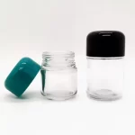 Engros rund klar 1 oz 2 oz 3 oz 4 oz glas marihuana krukke med kuppel børnesikret hætte | Ørneflaske