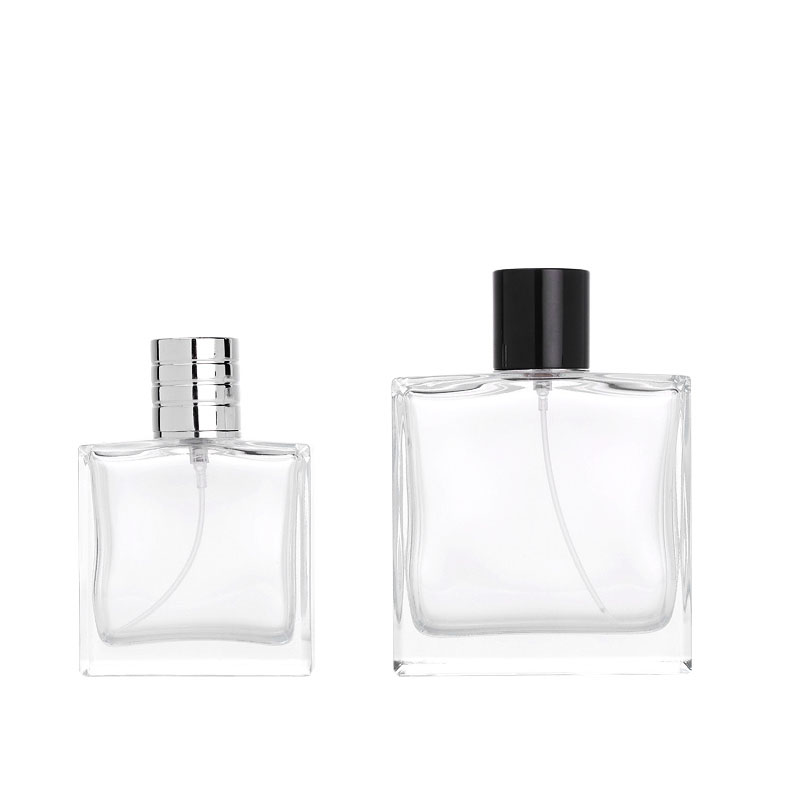 Custom Clear 50ml 100ml Empty Square Glass Refillable Perfume Bottle